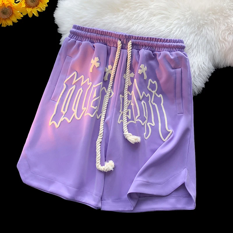 Men Summer 100% Cotton Gym Running French Terry Sweat Shorts for Men Streetwear Custom Puff Print Basketball Shorts