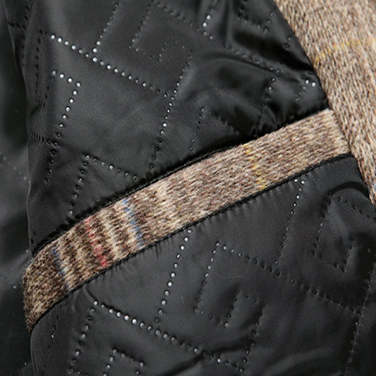 2022 Classic Single Breasted Plaid Trench Jacket Coat Mens Slim Fit Long Coat Winter Wool Coats for Men