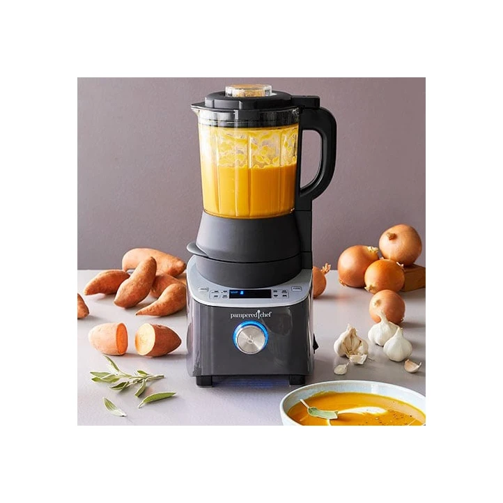 Heavy-duty professional blender with tamper tool, high power output, and variable speed control for precise blending