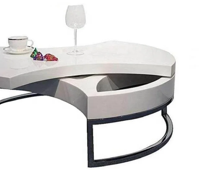 Centre Coffee Table Fully Rotating Wooden Top Table With Metal Legs 2 Sections 120*60*40cm 0,30 M3/30 Kg