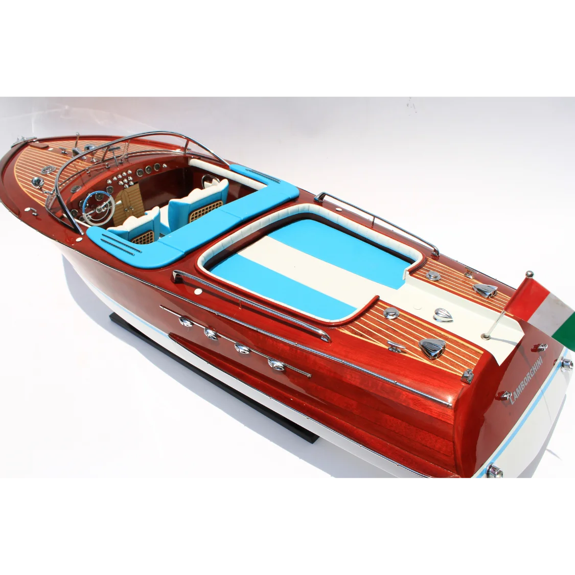 SUPER RIVA LAMBORGHINII SPEED BOAT MODEL - WOODEN MODEL BOAT FOR DECORATION - READY ASSEMBLED MODEL BOAT