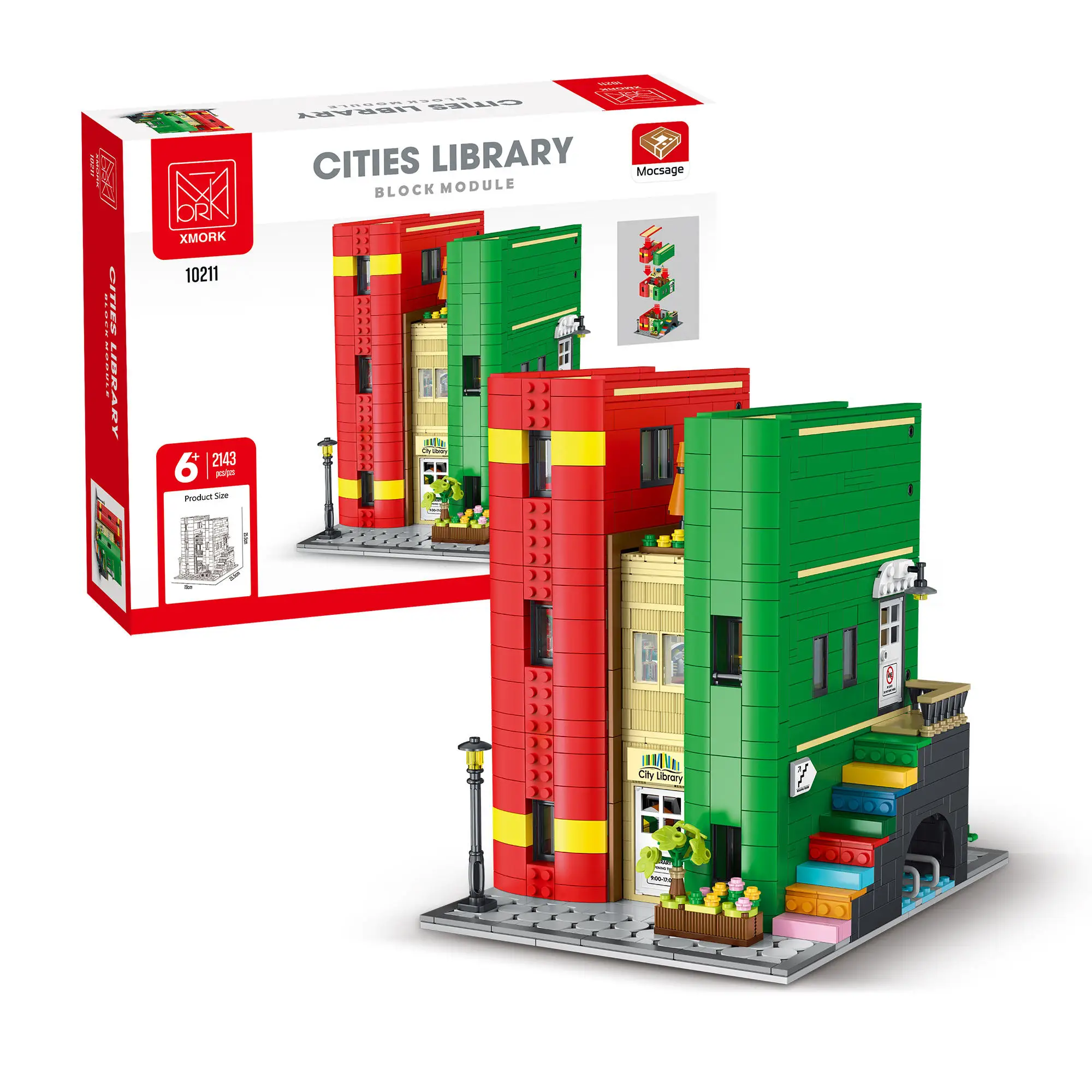 New Arrival 2024 Kid Toy DIY Architecture Building Block Set Assembly Brick Mork 10211  City Library Building Set Hot Selling