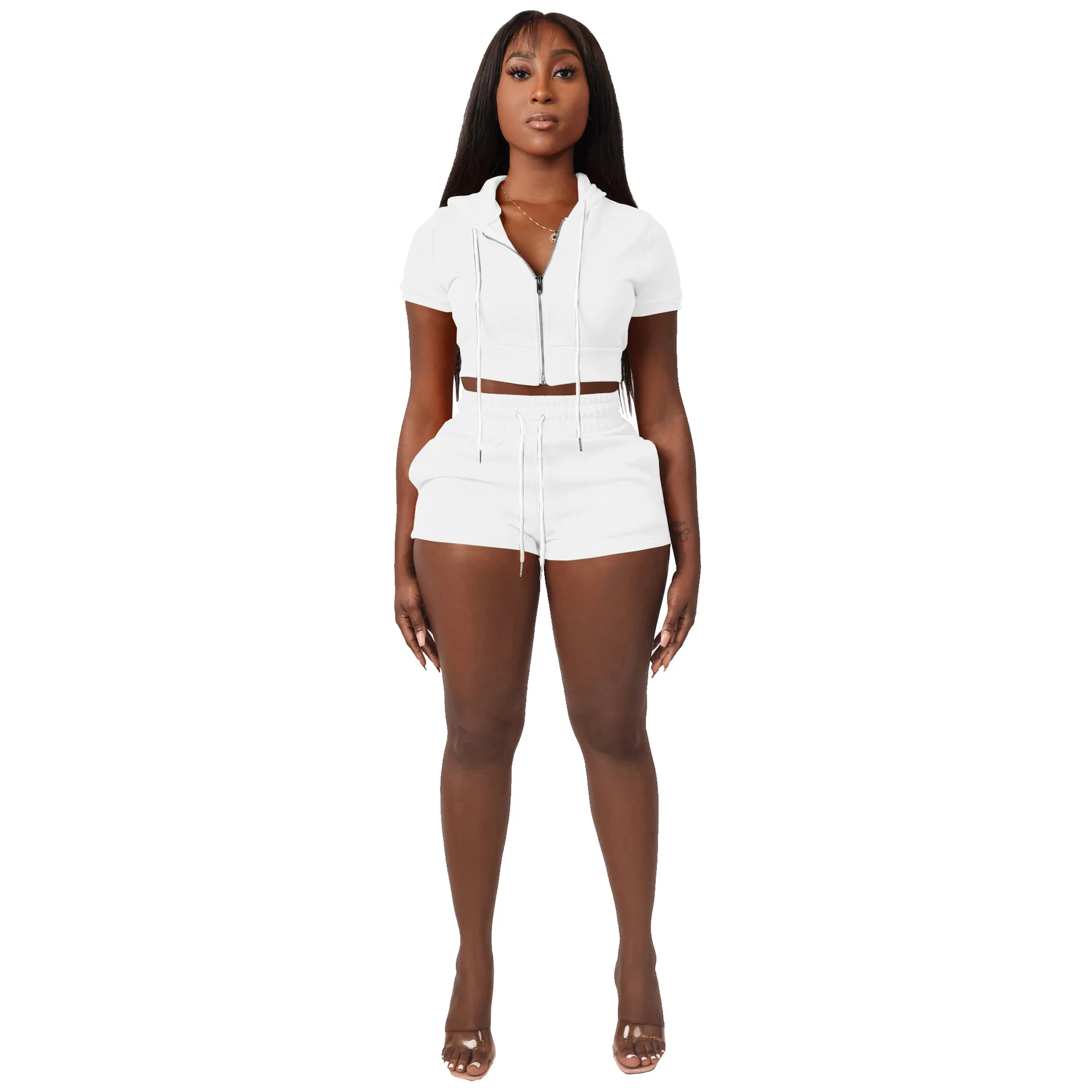 S-5xl Plus Size Women Clothing Sleeveless Tank Top Two Piece Short Pants Set Drawstring Tassel Wide Leg Fringe Pants 2 Piece Set