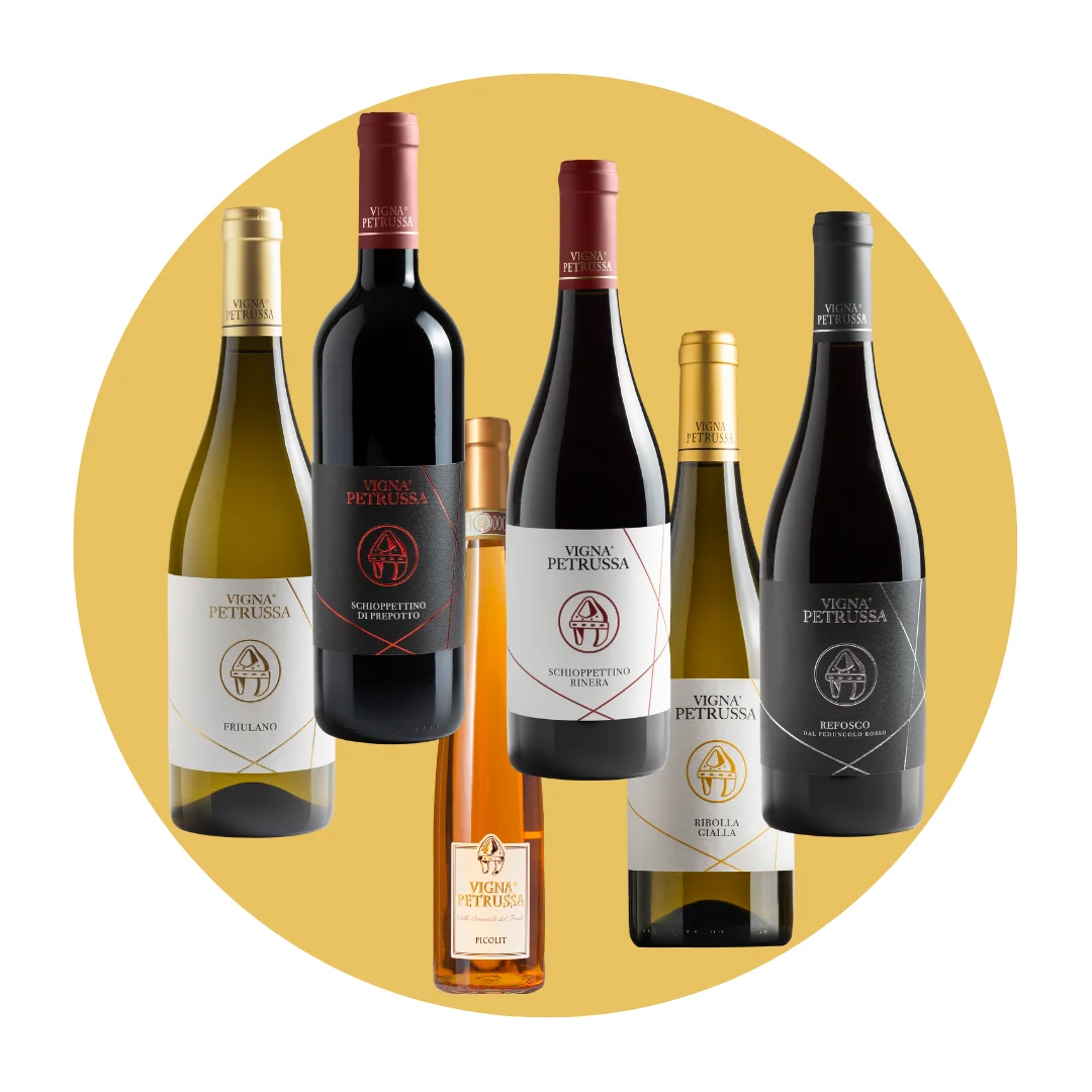 Top Selection Native grapes RIBOLLA GIALLA SCHIOPPETTINO FRIULANO SCHIOPPETTINO DI PREPOTTO REFOSCO P.R. PICOLIT in wooden case