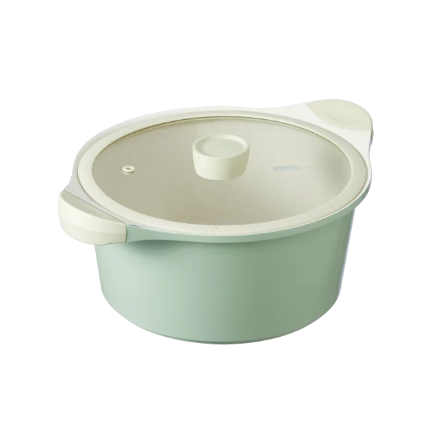 Omi Simple 24cm High Profile Marble Hot Pot Simple Kitchenware Aluminium Non-Stick Soup and Stock Cookware
