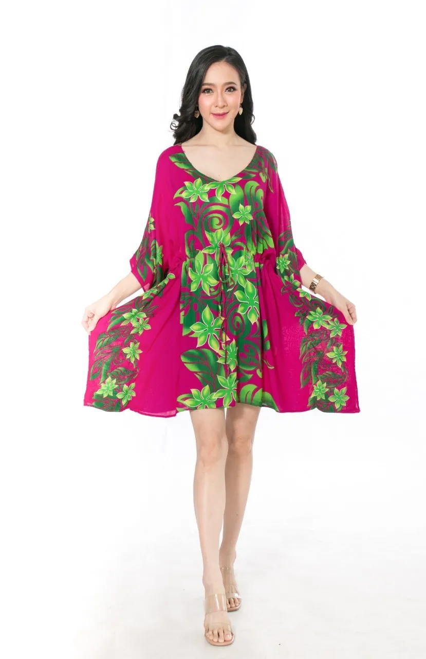 Free Size Boho Style Clothing Summer Women Multicoloured Printed Midi Kaftan Dress V-neck Spaghetti Strap Overalls