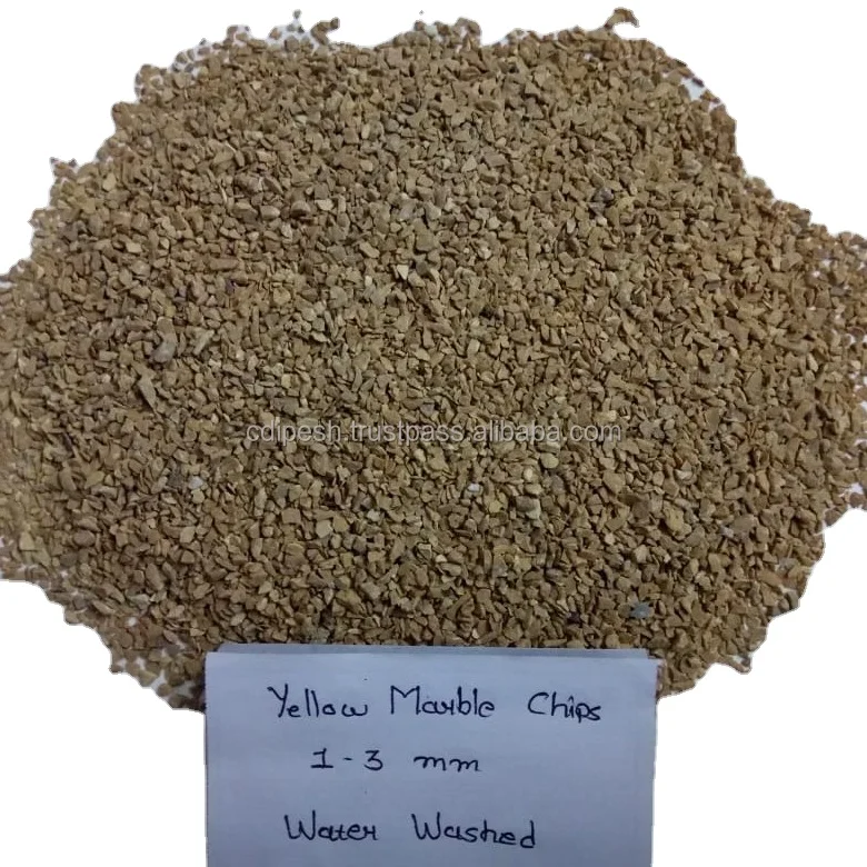 Supply of Water Wash Quality Crushed Yellow Marble Chips and Aggregate Stone for Industrial Epoxy Flooring