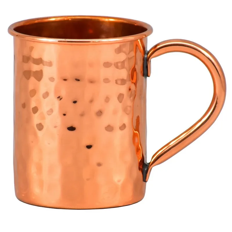 Top Selling 100% Copper Material Moscow Mule Mugs Handcrafted Cylindrical Hammered Finished Gold Brass Handle For Multi Purpose