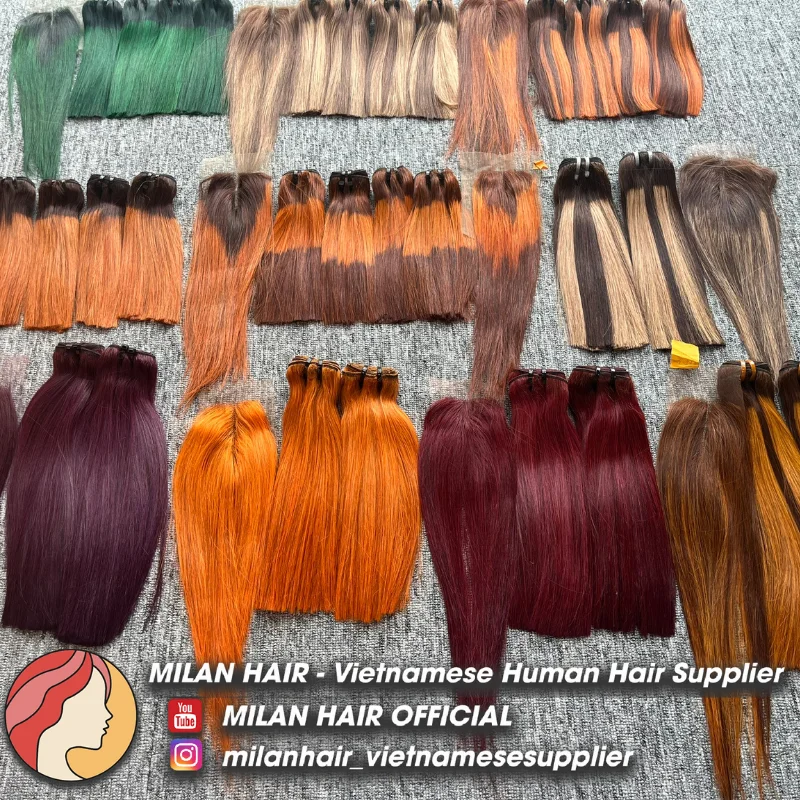 Wholesale Bone Straight 100% human hair Ombre Color hair Bundles Extensions Human