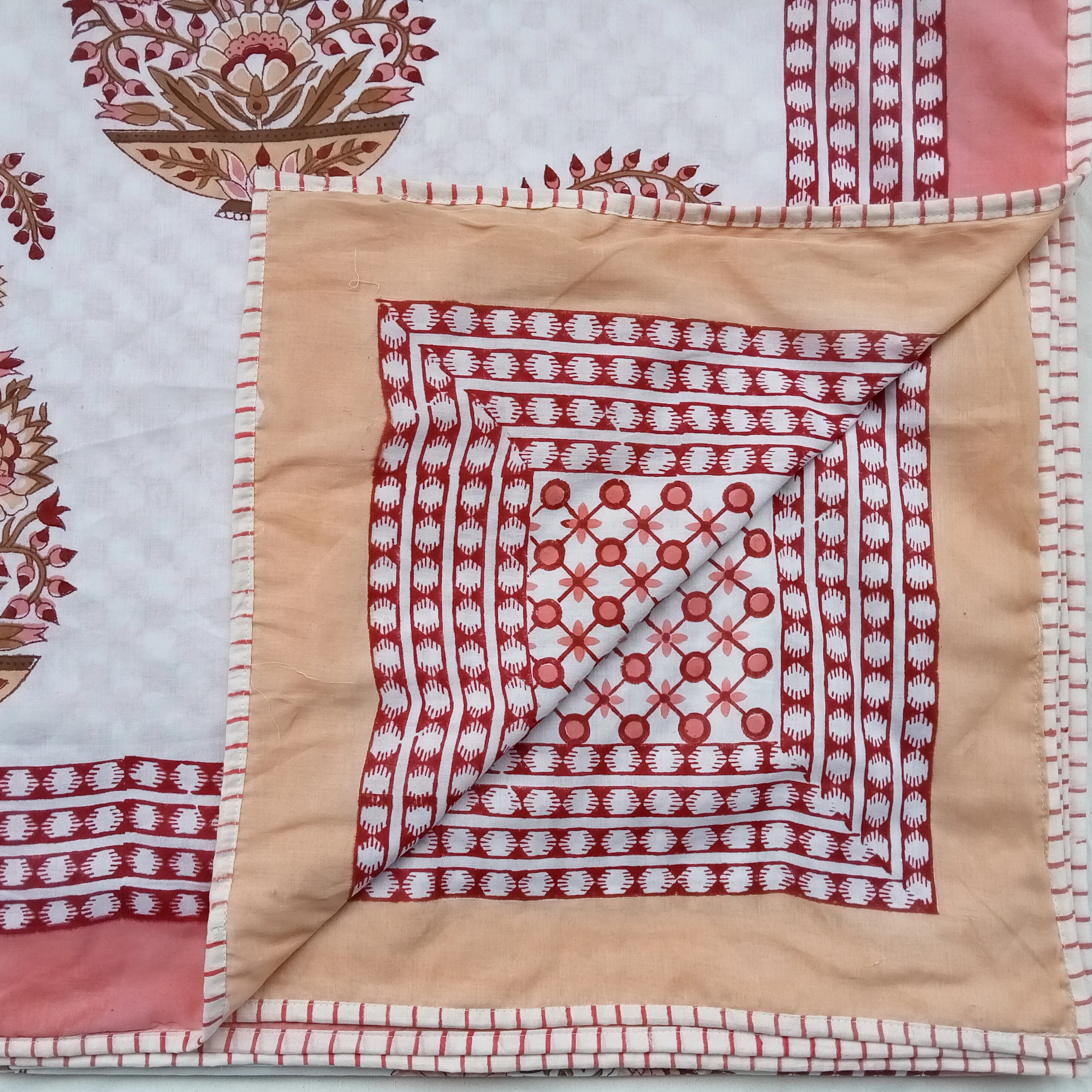 Indian Hand made Reversible Dohar Soft Cotton Quilt Hand Block Print Quilt Floral Print Soft Cotton Quilt AC Blanket