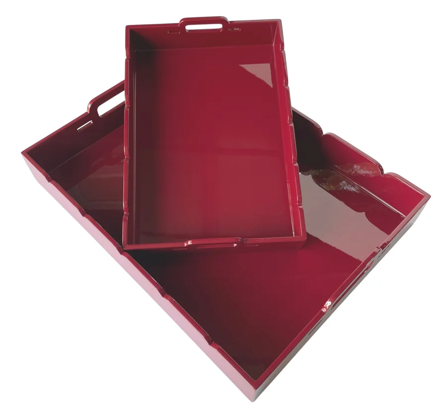 Serving Tray Bamboo Trays Tea Coffee Table Ottoman Tray Set with Handles Wood for Food Breakfast Party Laser Box Logo Style FUJ