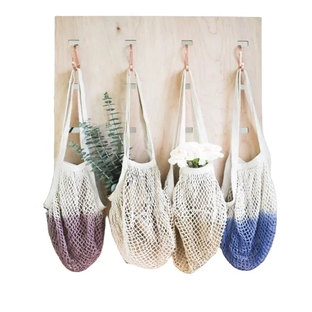 Reusable Eco Friendly 100% Organic Mesh Drawstring Storage Net Bag Cotton Mesh Bags Set for Fruit Vegetable Laundry