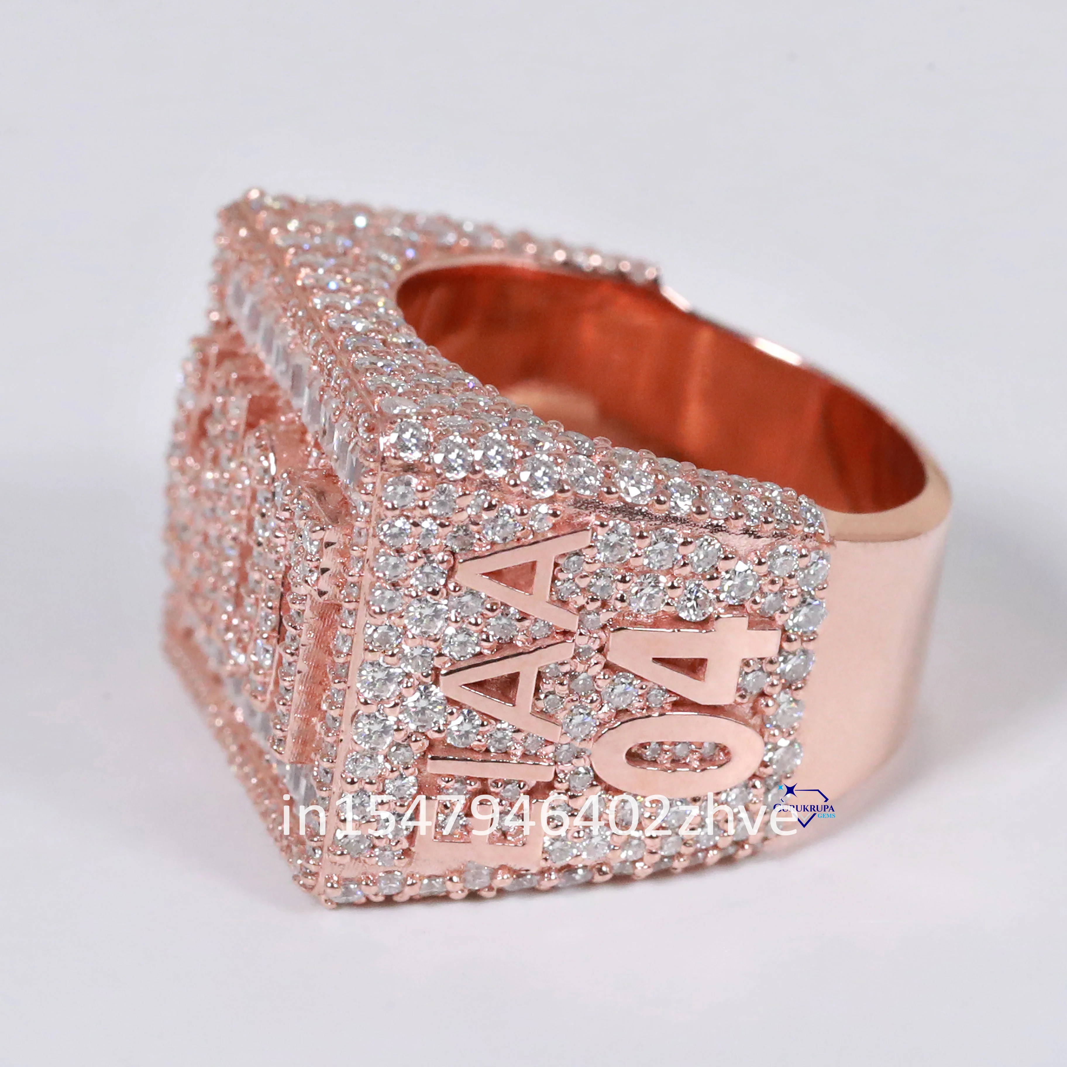 Dazzling Custom 925 Sterling Silver Moissanite Round And Baguette Cut Diamond Ring In VVS Clarity Best Jewelry For Rapper