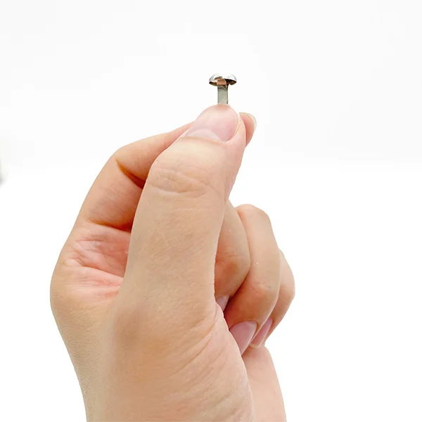 50Pcs 8mm x 9.5 mmL Silver Shiny Round Metal Decorative Brads