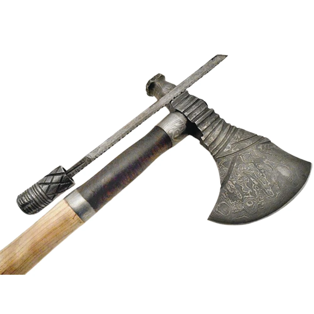 Handmade Damascus Steel Tomahawk / SK Axe with Rose wood Steel Axe  Hatchet Outdoor Camping Tool  Hand Forged With  Cover
