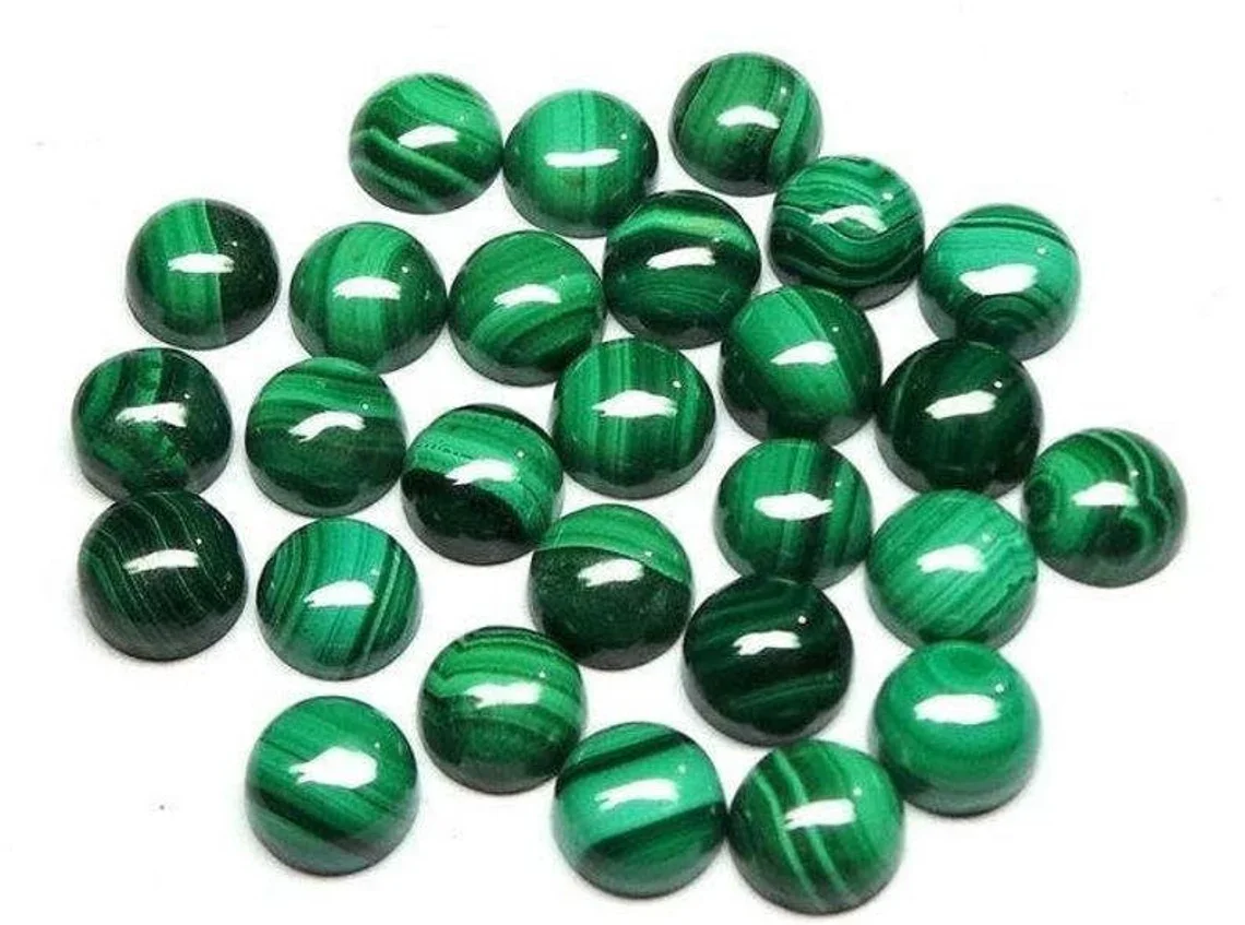 8 MM Round Malachite Calibrated Stone Gemstone Cabochon Buy Wholesale Lot in Bulk Malachite Loose Gemstones 8mm