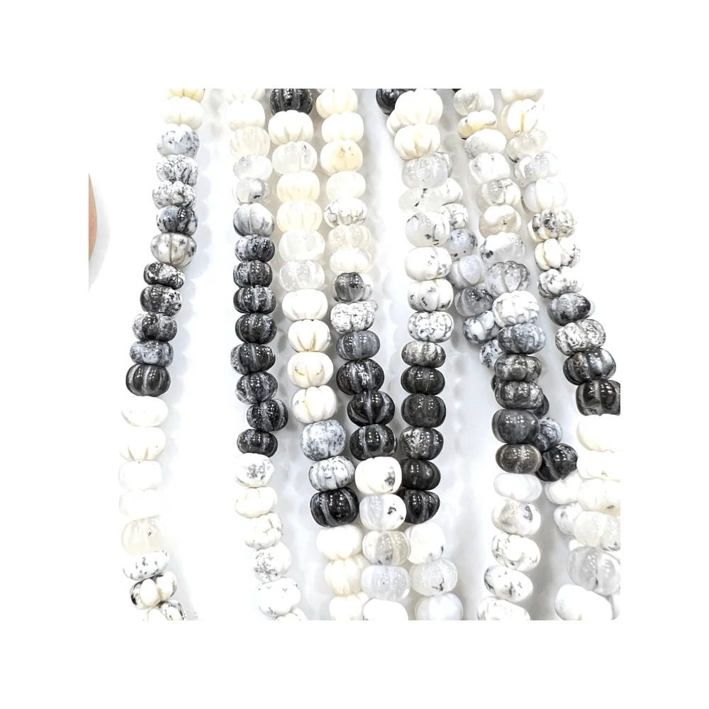 Jewelry Making High Quality High Quality Natural Dendrite Opal Gemstone Pumpkin Shape 14 Inches Size 8-12mm Approx