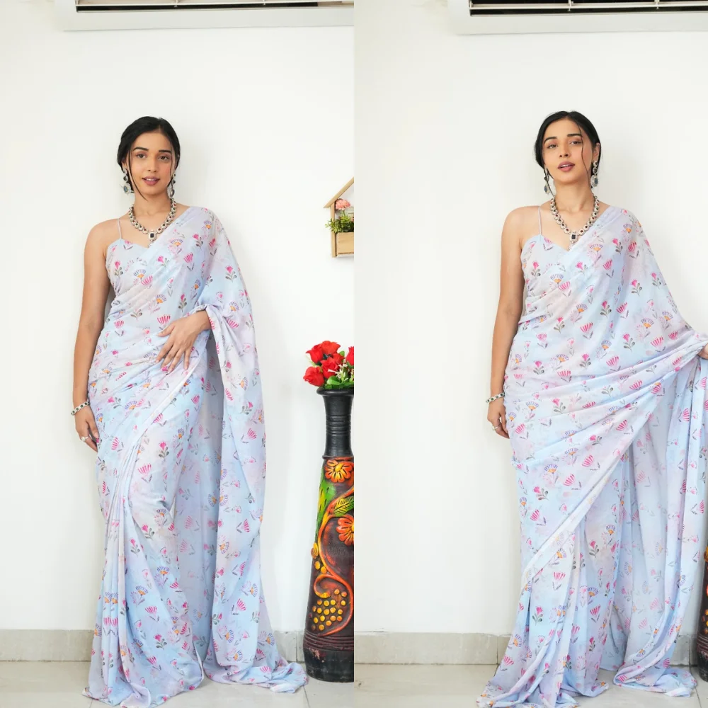 Traditional and Contemporary Look Premium Georgette Printed Saree for Every Special Occasion from Indian Supplier