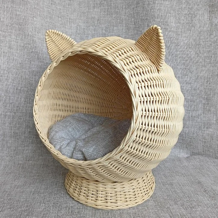 Good Choice Factory Direct Price OEM Rattan Cat bed with Soft Cushion Variety of Colors Handmade from Vietnam Manufacturer
