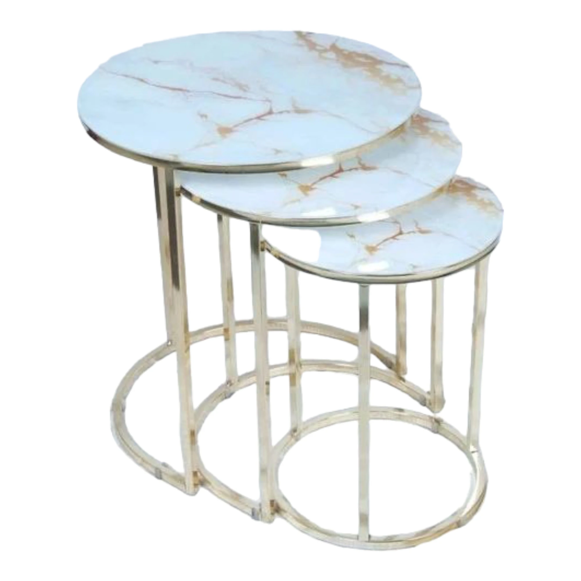 Customized Metal Frame Modern Coffee Table Set with  Marble and Glass Top Nesting Tables for Living Room Furnishings From India