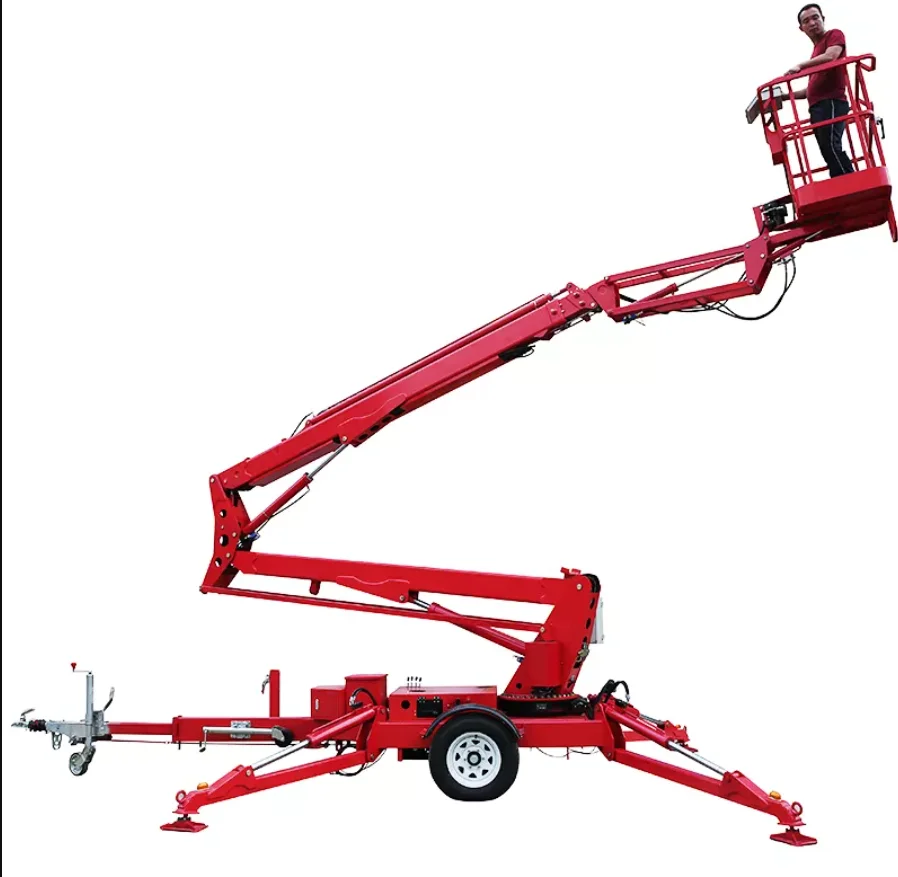iyun Kinglift 34 ft Towable Boom Spider Lift Lift Trailer Cherry Picker Tree Trimming Lift