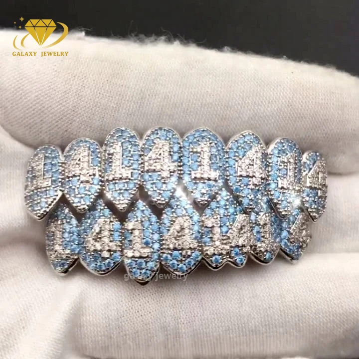6 верхних нижних покрытий в стиле хип-хоп Grillz Pass Diamond тестер 18k позолоченный VVS Moissanite для зубов