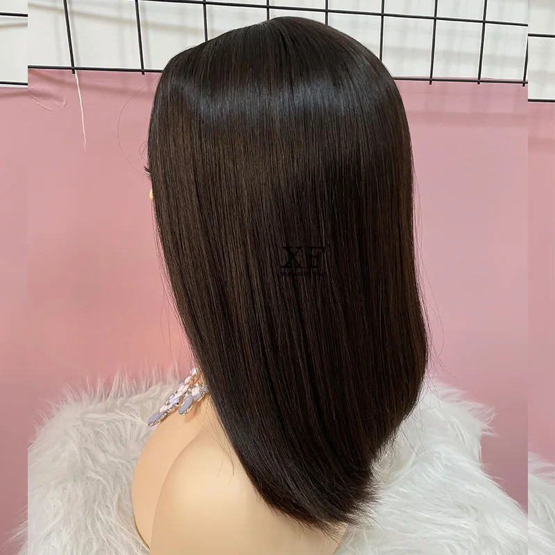Ready To Ship Natural Looking Short Bob Wigs Glueless European Human Virgin Hair Straight Lace Front Wig
