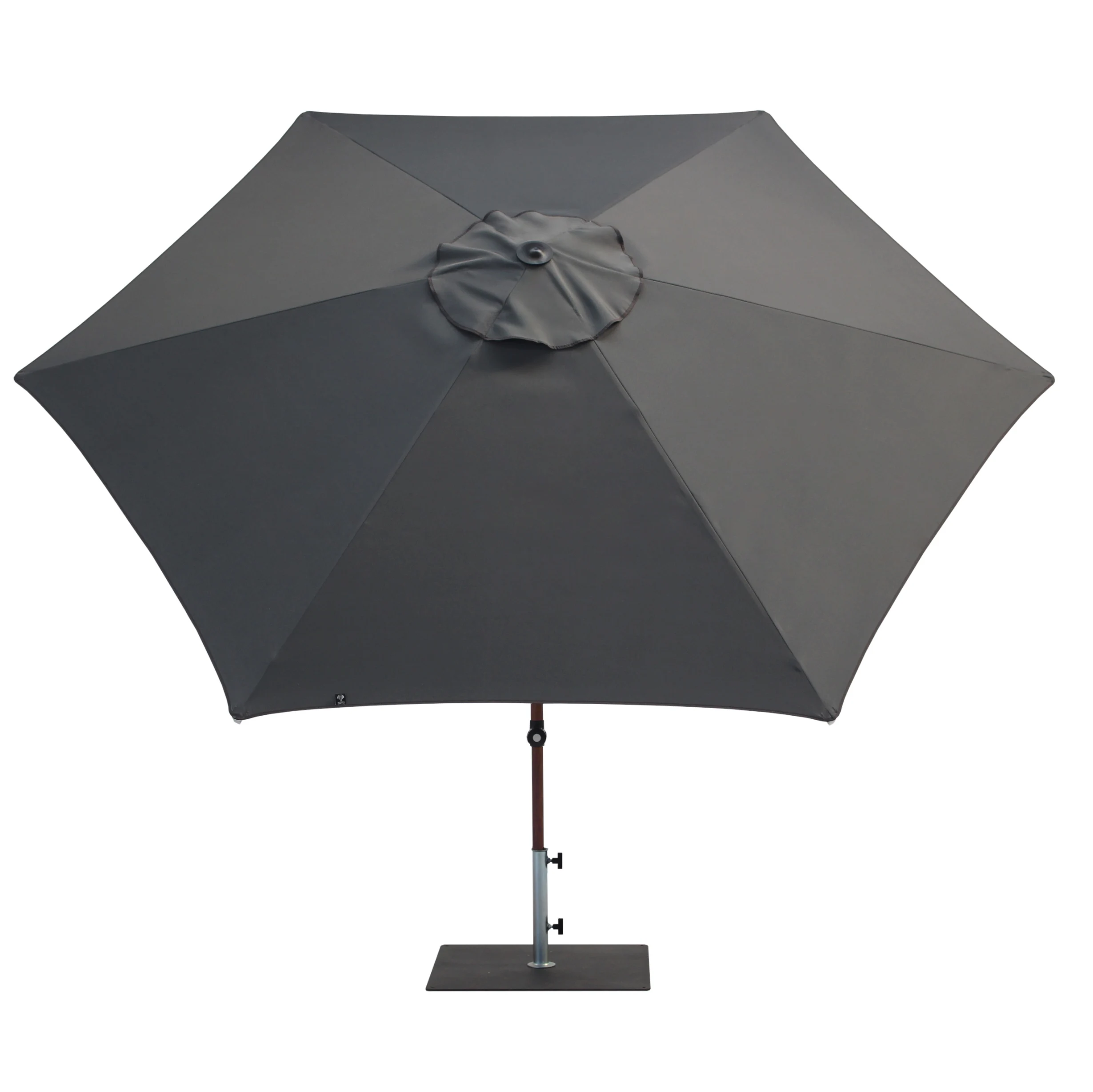 Italian 100% Made Anthracite Color Modern Design Wood Look Parasol 300 cm Diameter Outdoor Commercial Use Aluminum Frame Base