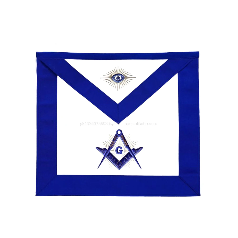 High Quality Machine Embroidered Freemasonry Masonic Regalia Blue Lodge Master Mason Radiant G Blue Apron