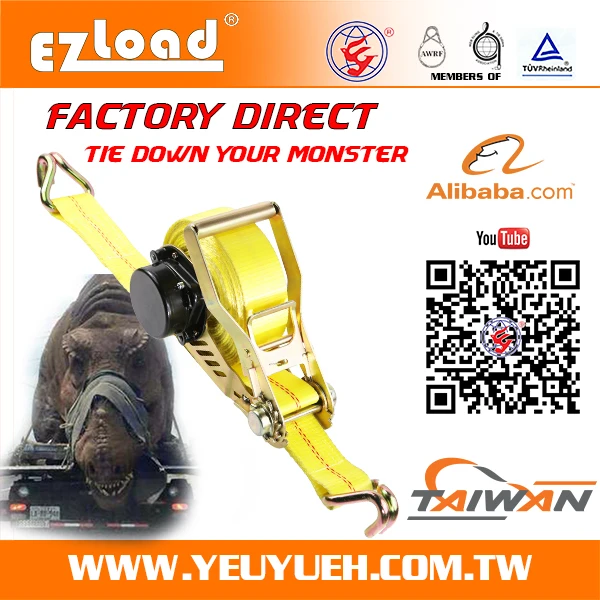 Best Sales Tie Down Strap Retractable Heavy Duty Metal Ratchet Strap With J Hook