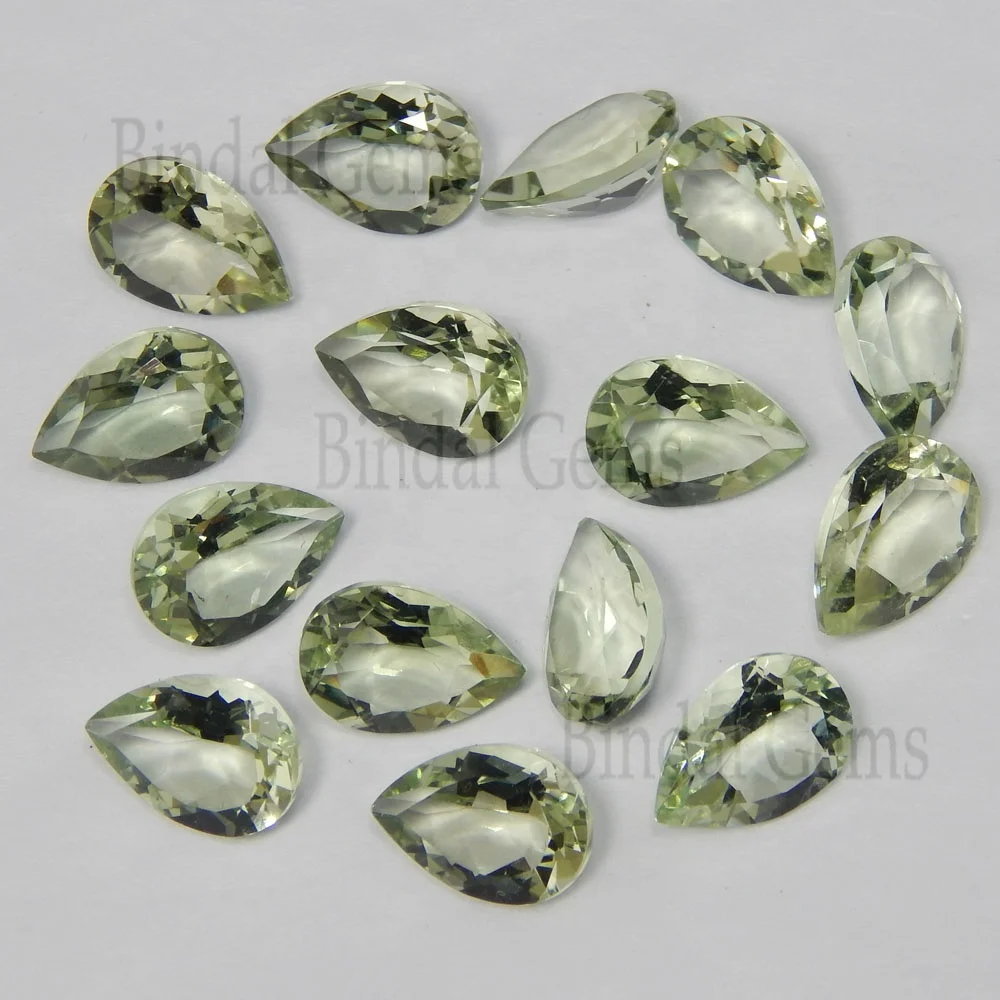 Green Amethyst 7X10 MM Pear Normal Cut Shape Loose Gemstone Cabochon For Making Designer Jewellery