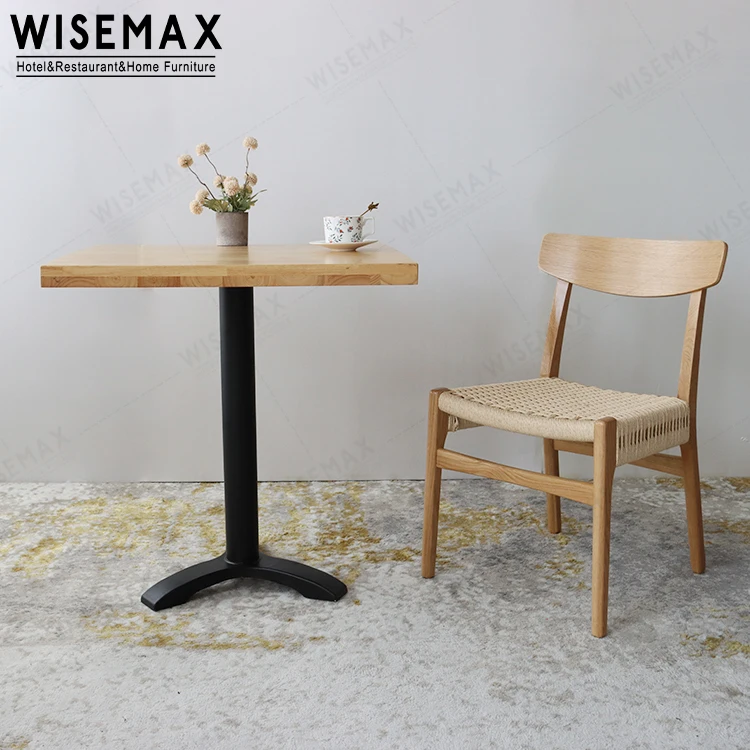 WISEMAX FURNITURE Solid Ash Wood Rattan Dining Chair Classic Design Armless Woven Rope Sillas for Sale