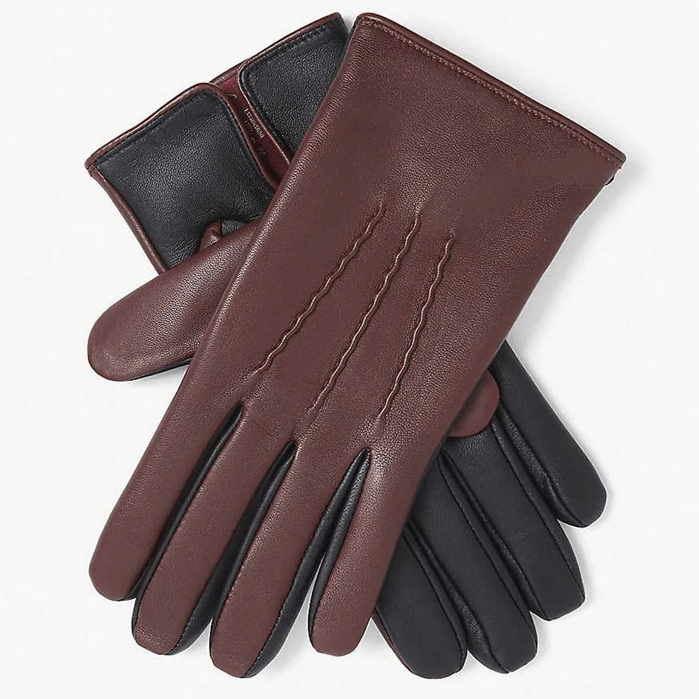 Men Leather Gloves Classic Black Breathable Full Finger Deerskin Driving Gloves Male Unlined