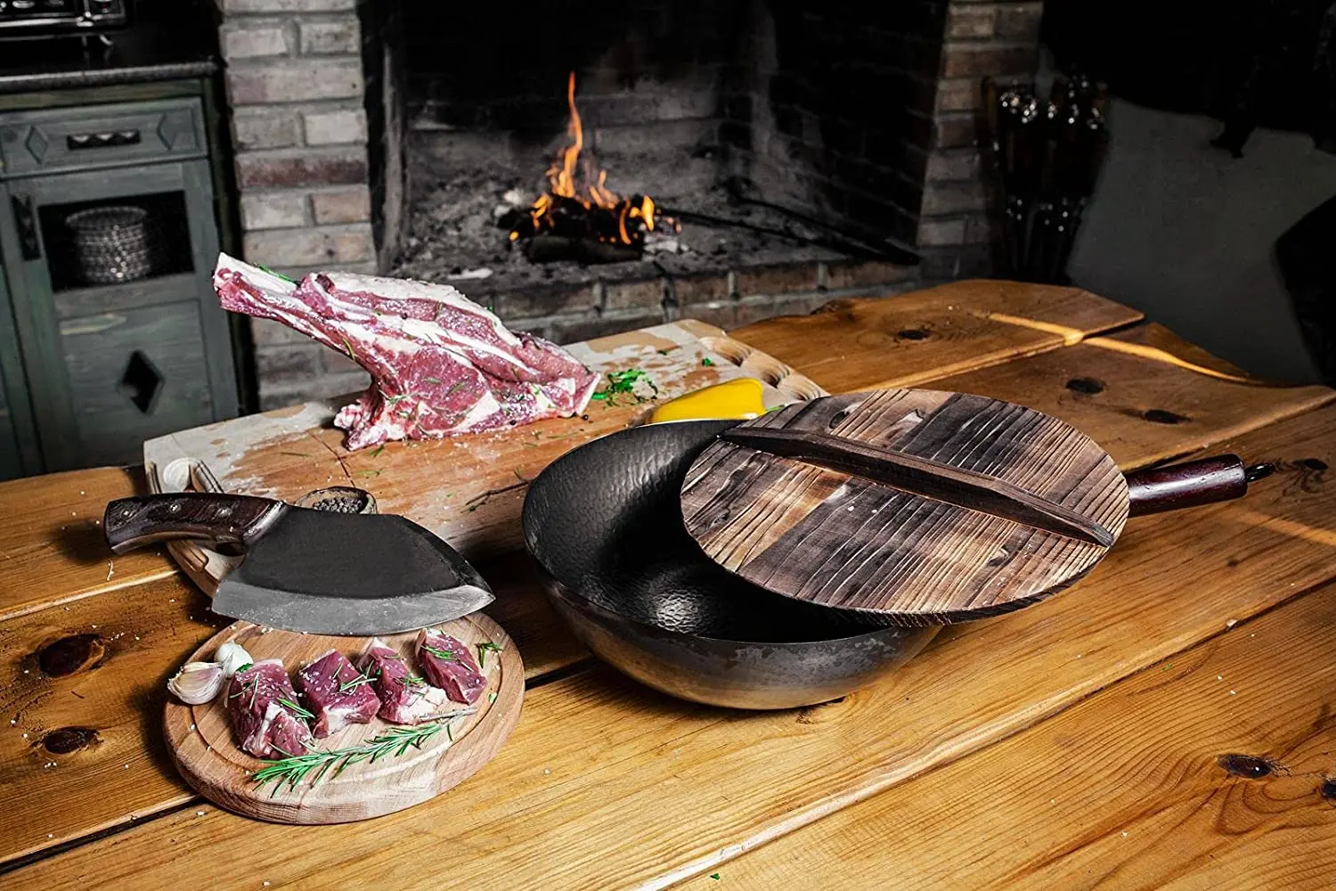 Stainless Steel Butcher Meat Cutting Cleaver Knives Wooden Handle | Chef Chopping Meat Clever Kitching Knives Custom Logo