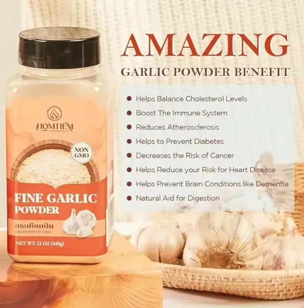 Homtiem Garlic Powder 12 Oz (340g) Vegan Gluten Free Non-GMO Non Synthetic 100% Pure Garlic Powder
