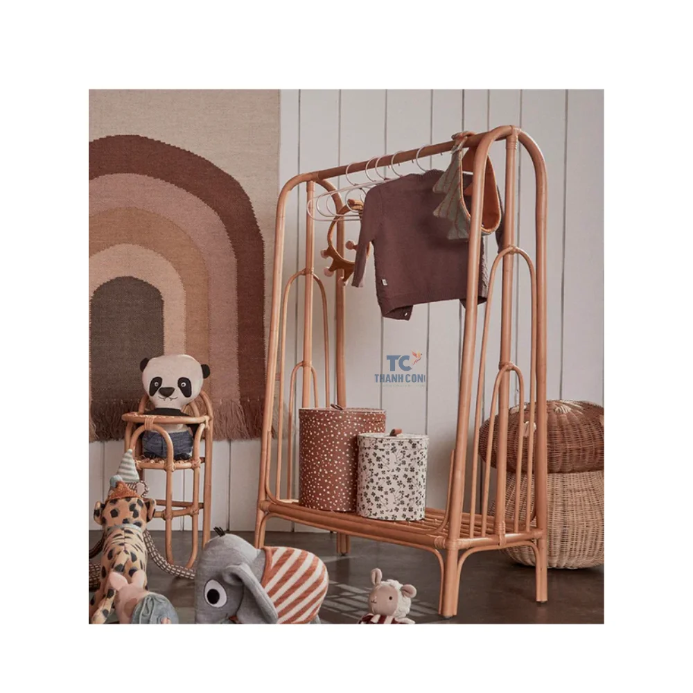 High quality rattan clothes hanger rack stand assemble customized size hanging racks made in Vietnam
