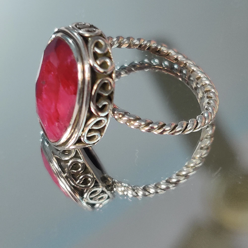 Hot Selling Natural Ruby Gemstone Oval Ring 925 Sterling Silver Ring, Wholesale Bulk, Ruby Gemstone Ring