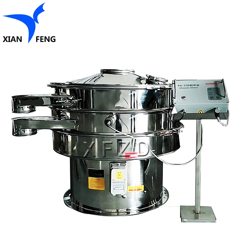 XIAN FENG Vibration screen manufactures ,Two layer connect material stainless steel,Soy flour ultrasonic vibrating screen