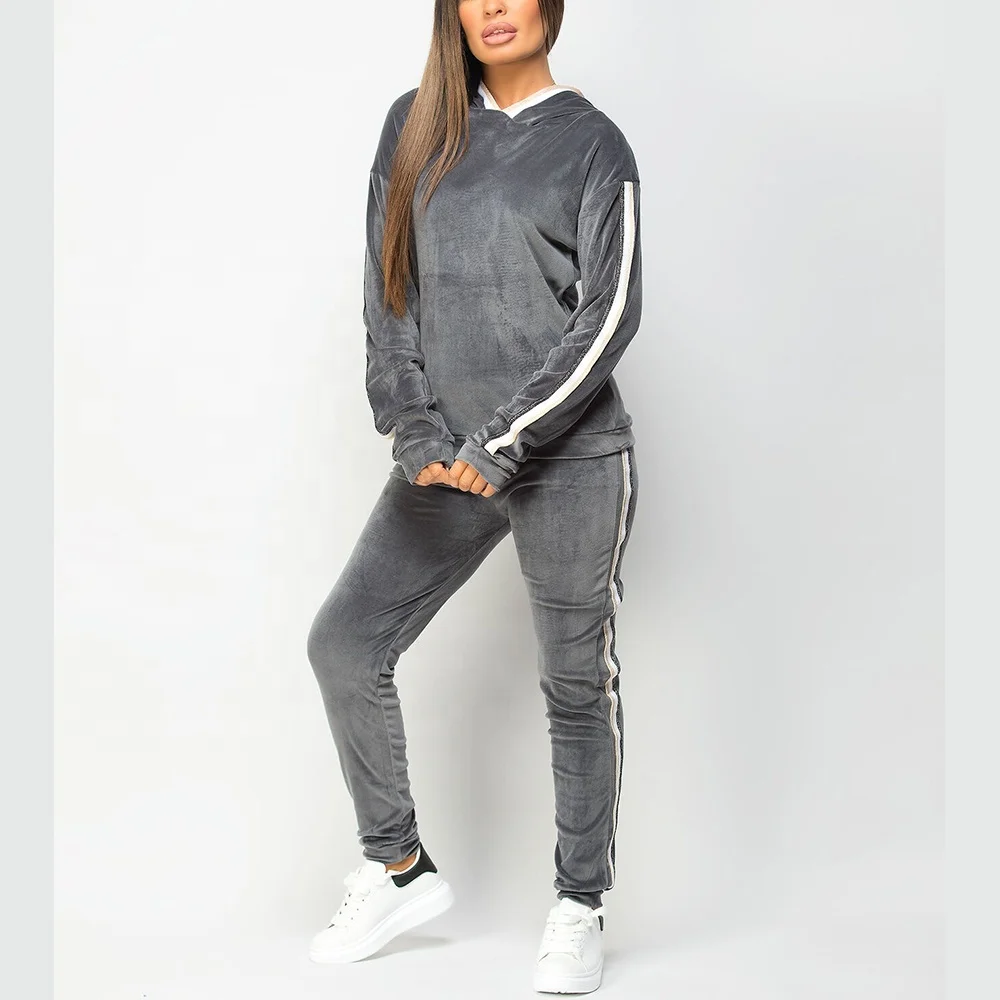 Apparel Processing Services For Women Tracksuit Zip Up Sweatsuit your Own Logo Plain Velvet Tracksuit