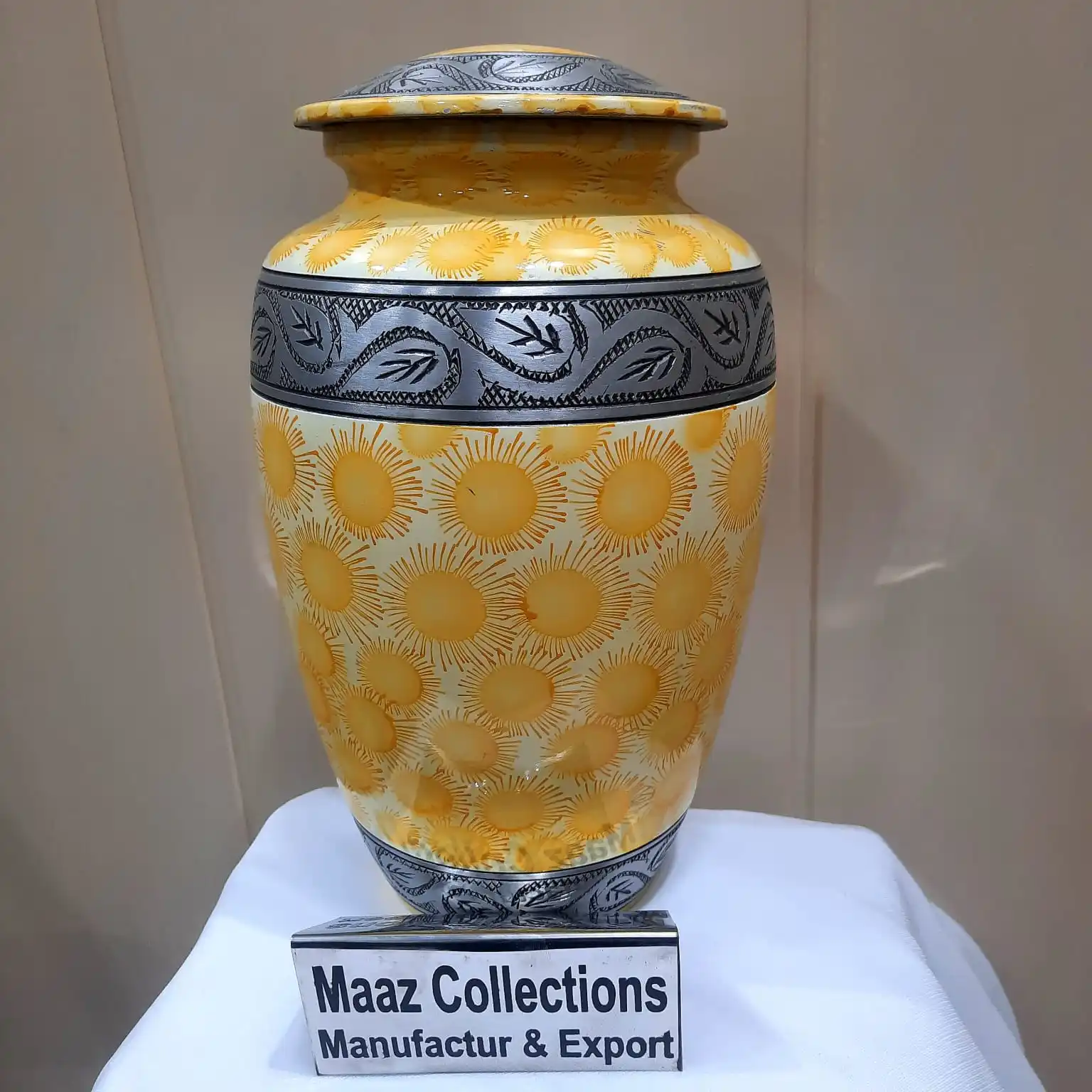 Металлическая урна для кремации ручной работы классический дизайн улучшенный с отделкой из полной эмали