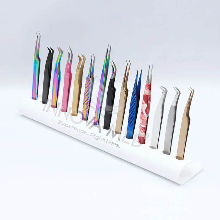 Custom Label Hand-Tested Lash Tweezers in a Stylish and Elegant Black Design Regular Tip Volume Tweezers