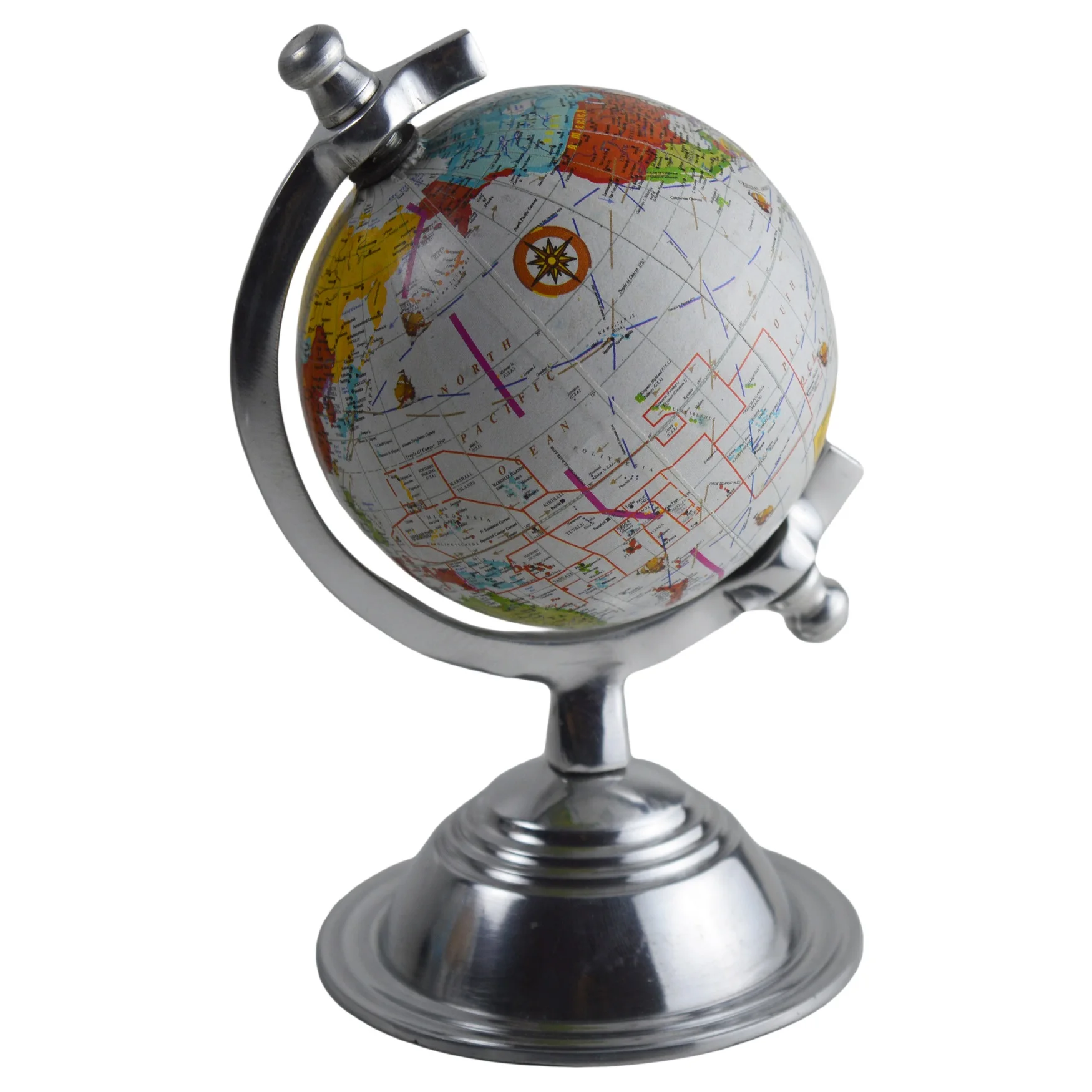 Trending Silver And Black Painted World Map Globe With Stand Tableware Globe For Office Lab And School Designs Geography