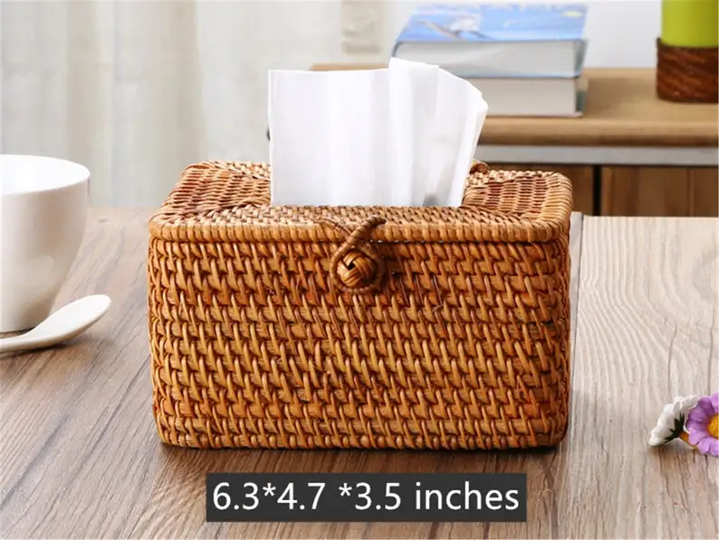 Плетеная вручную соломенная волоконная ротанговая коробка для салфеток аксессуары украшения стола
