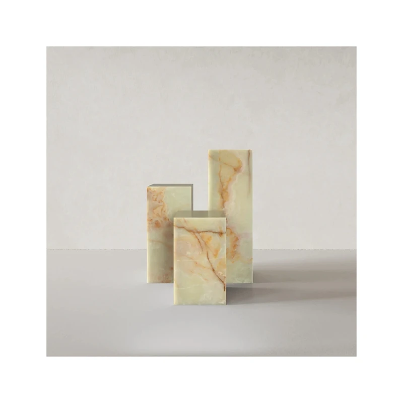 Pedestal Stand Hollow Show Room Corner Display Jade Green Onyx Plinth Marble Cube Side Table Nordic Side Table