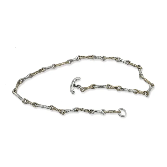 Best quality jewellery made in Italy 925 silver and bronze Unisex eight-bar link necklace T-bar craft closure