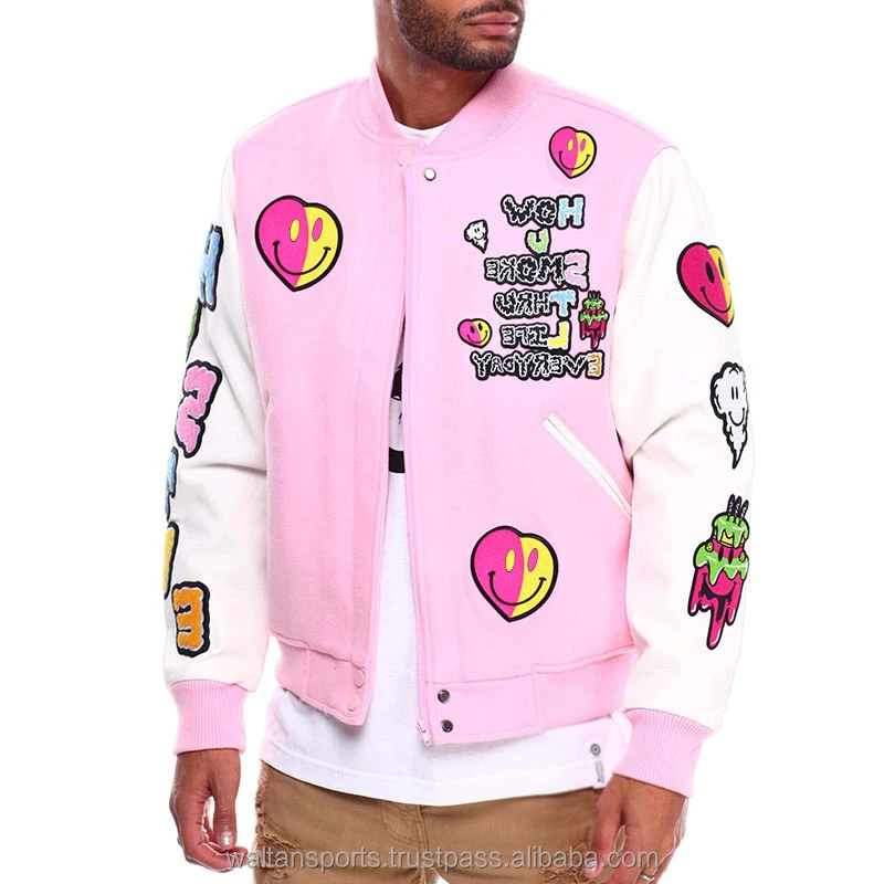 OEM Wholesale Bulk bomber letterman varsity jacket for men hot-selling chenille embroidery leather sleeves baseball Jackets