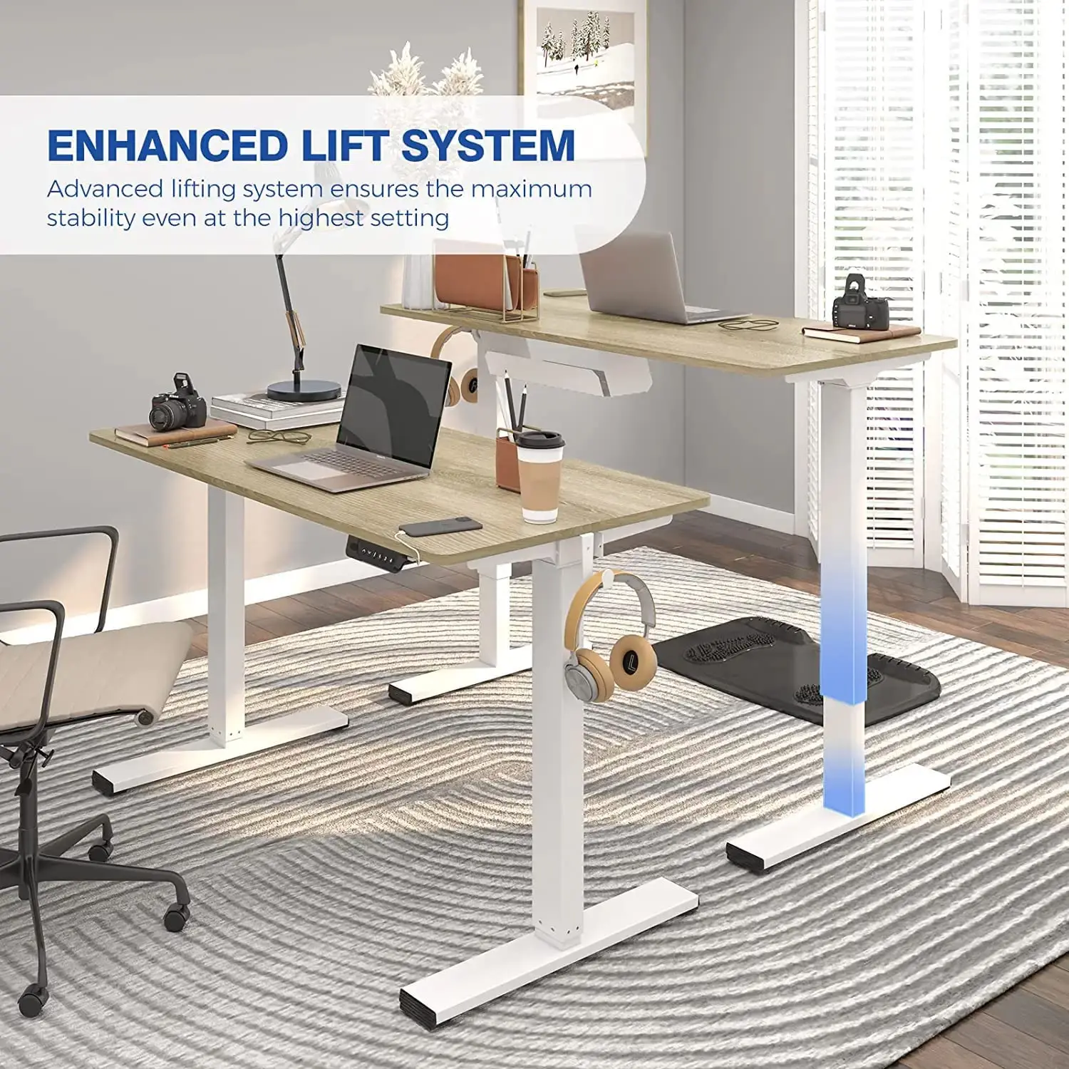 Factory Hot Sale Adjustable Motorized Large Table Standing Desk  Electric Office Computer Standing Desk