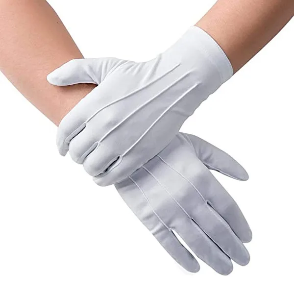 Amazon top sale White Cotton Gloves Embroidered Logo Freemason Breathable and Comfortable Masonic Gloves for Sale