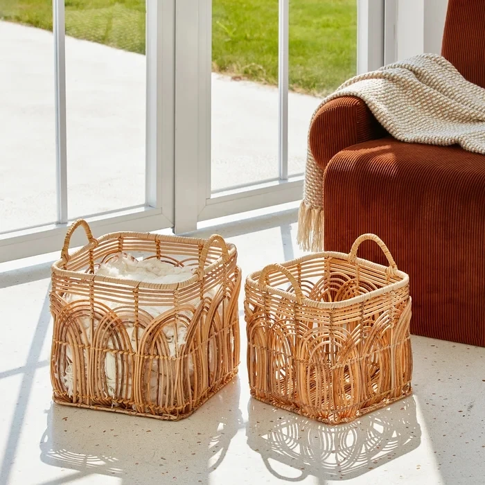 Cheapest Price Vietnam Rattan Woven Baskets Hand Waving Bamboo Storage Handicraft Large Clothing Hamper Home Organization
