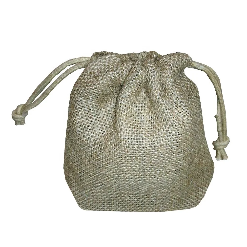 Custom Size & Design Cosmetics Packaging Jute and Cotton Fabric Storage Bag with Drawstring Closure Logo Print Soft Stylish